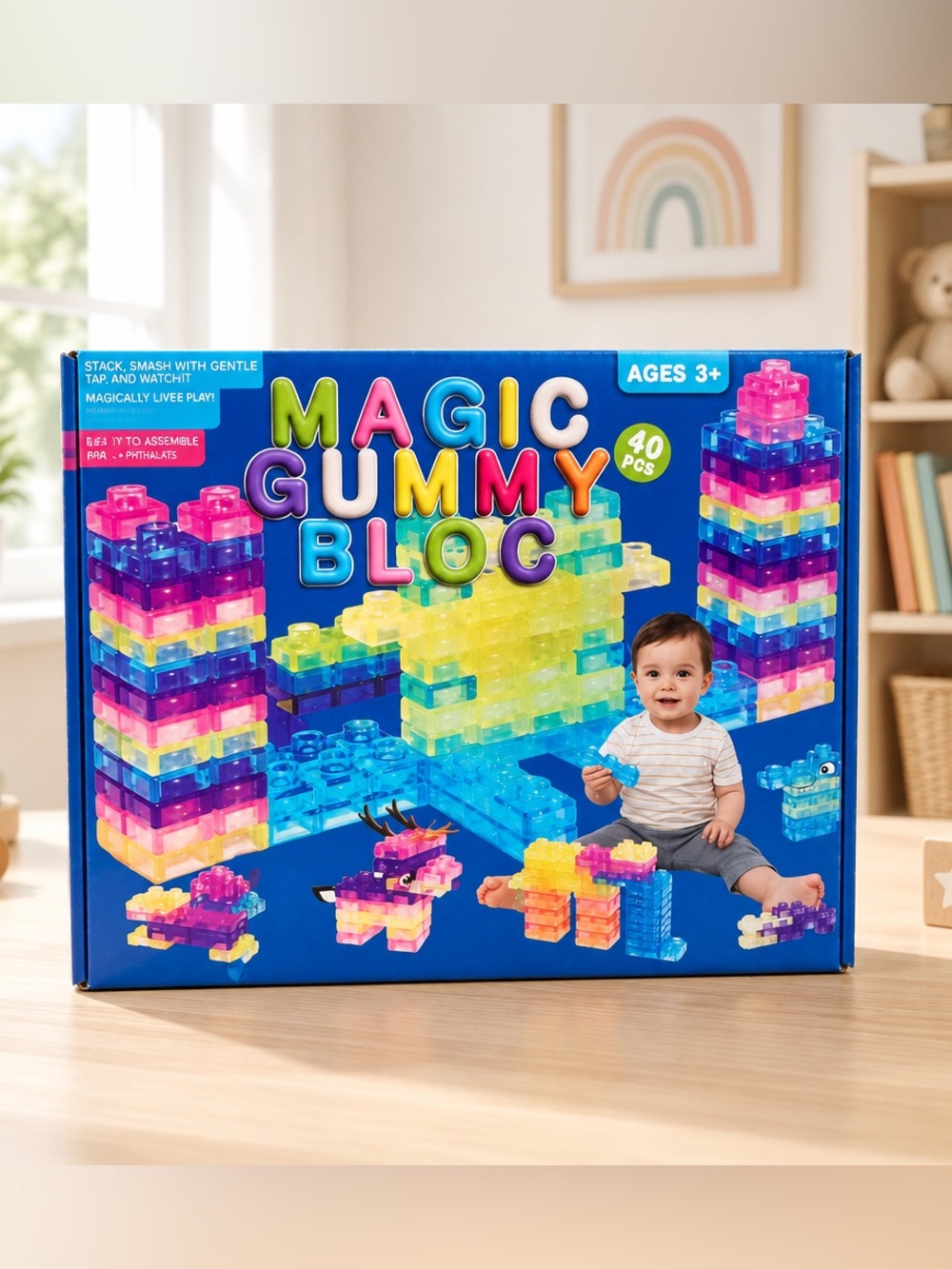 NIB Magic Gummy Lego Blocks Soft Building Sensory Blocks For Kids 3+